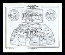 Ilustración de cuatro mapas del mundo antiguo