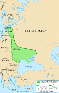 Territorio perdido por Rusia según el Tratado de Brest-Litovsk