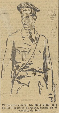 Fotografía del teniente coronel Mola Vidal herido