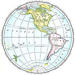 Mapa del hemisferio occidental terrestre