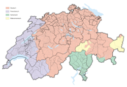 Mapa de idiomas oficiales en Suiza