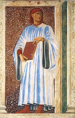 Detalle del retrato de Giovanni Boccaccio por Andrea del Castagno