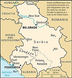 Mapa de Serbia y Montenegro de la edición 2000