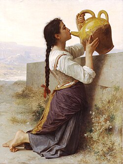 Pintura clásica titulada Sed de William-Adolphe Bouguereau.