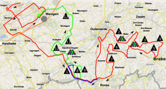 Esquema gráfico o perfil de la ruta de A Través de Flandes 2016