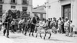 Carro por el centro histórico de Alginet, 1954.