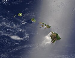 Vista satélite del archipiélago de Hawái.