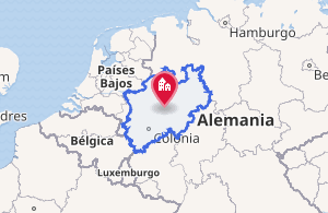 Mapa de localización de Renania del Norte-Westfalia en Alemania