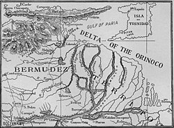 Mapa histórico del Bajo Orinoco de 1897