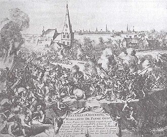 Grabado histórico de Romeyn de Hooghe sobre la Batalla de Oosterweel