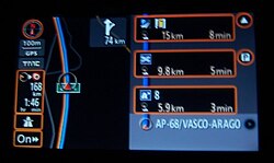 Pantalla táctil de un navegador GPS en un Toyota Rav4