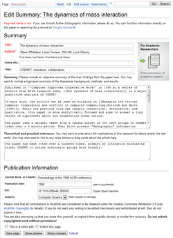 Interfaz de un formulario de edición en una wiki que utiliza la extensión Semantic Forms