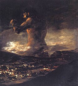 El coloso (1808), óleo tradicionalmente atribuido a Goya