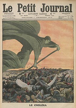 Ilustración periodística histórica sobre la muerte por cólera
