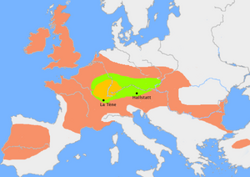 Mapa y datos generales sobre la cronología y localización de la cultura de La Tène