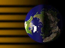 Ilustración del círculo polar ártico en el solsticio de verano boreal