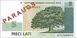 Billete de 5 Lats
