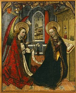 Tabla de La Anunciación perteneciente al retablo de Vallmoll.