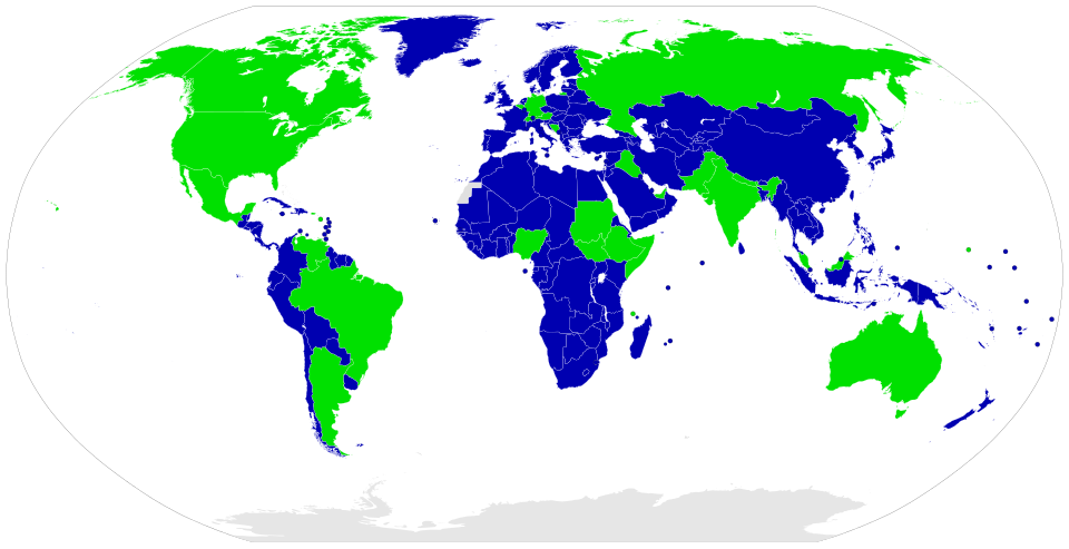 Mapa mundial de sistemas unitarios y federales