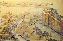 Muros de la ciudad vieja de Shanghái en una pintura del siglo XVII