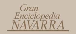 Portada y cabecera de la edición impresa de la Gran Enciclopedia de Navarra