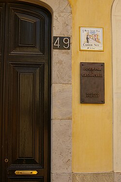 Casa natal de Josep Pla en la calle Nueva de Palafrugell