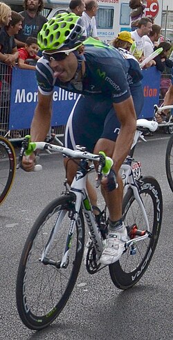 Francisco Ventoso a la llegada de una etapa del Tour de Francia