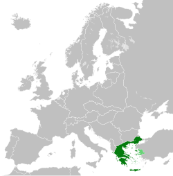 Mapa histórico de los cambios territoriales en Grecia