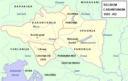 Mapa de Carantania y regiones surorientales