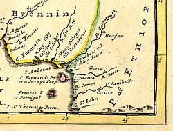 Mapa histórico del golfo de Guinea del año 1729