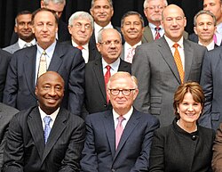 Un grupo de directores ejecutivos en el evento de Fortune 500 en 2015.