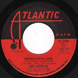 Disco de 1969 de Whole Lotta Love de Led Zeppelin