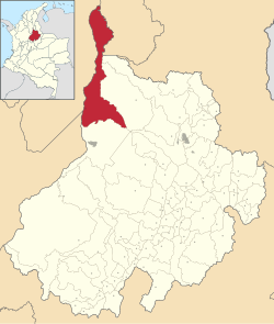 Mapa de ubicación de Puerto Wilches en el departamento de Santander
