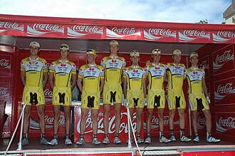 Formación del equipo Saunier Duval durante la Euskal Bizikleta 2008