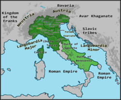 Esquema de la división administrativa del reino lombardo