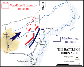 Esquema o representación geográfica de la Batalla de Oudenarde