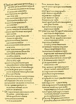 Manuscrito antiguo de 1 Corintios en el Codex Amiatinus