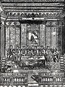 Los jurats reunidos en la Cambra Daurada de la Casa de la Ciutat de Valencia en 1672