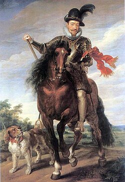 Representación de Segismundo III de Polonia a caballo.
