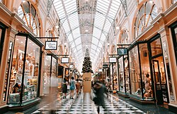 Interior de Block Arcade con su diseño comercial victoriano