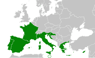 Mapa de los países miembros del grupo EuroMed
