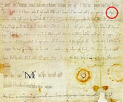 Documento histórico del año 996 que contiene la palabra Ostarrîchi