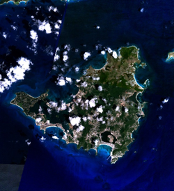 Vista desde el satélite de la isla de San Martín
