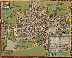 Mapa histórico de Oxford de 1605