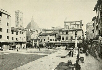 La Piazza del Mercato tras la demolición de los puestos entre 1869 y 1890