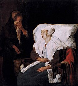 Pintura de una niña enferma