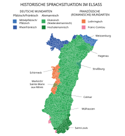 Distribución histórica de lenguas en Alsacia