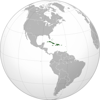 Mapa de localización de las Antillas