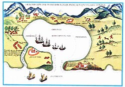 Ilustración litográfica del puerto neerlandés en Taiwán tras 1623