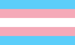 Bandera del orgullo trans con franjas azul claro, rosa y blanca